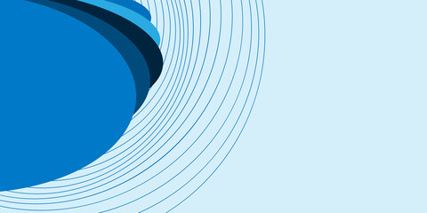 Wall Mural - abstract minimalist blue round curving flowing lines and shapes on light background - design with co