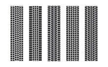 Auto Tire Tread Seamless Elements. Car Tire Patterns, Wheel Tyre Tread Track. Tyre Print. Set Of Vector Illustrations Isolated On White Background.