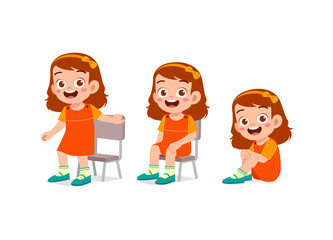 little kids with pose sit and standing