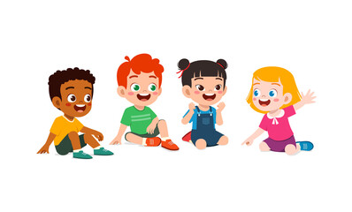 little kids sit together with friend on the floor