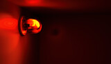 Fototapeta  - Emergency rotating alarm red light at night. 3D rendered illustration.