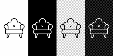 Poster - Set line Sofa icon isolated on black and white, transparent background. Vector