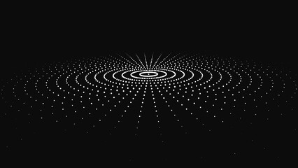 Wall Mural - vector digital disk with dots. futuristic black and white circular wave. the concept of big data. th
