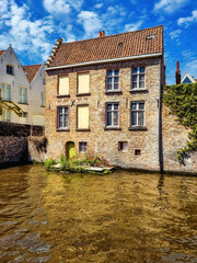 Canvas Print - Unique Houses Above A Water Channel, Brugge, Belgium