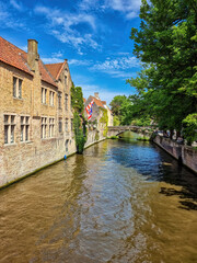 Canvas Print - Bruges canal and medieval houses. Brugge, Belgium