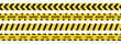 Caution, safety tape. Yellow, black stripe danger tape for atterntion, hazard ribbon. Police, construction area sign banner, barrier symbol. Vector illustration.