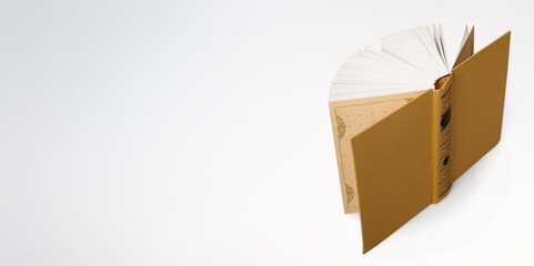 Wall Mural - old open books with cover on a white background