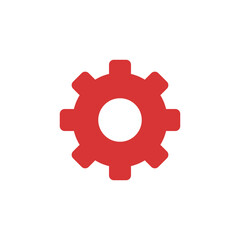 Wall Mural - Cog red vector icon