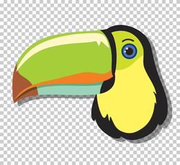 Sticker - Cute toucan head in flat cartoon style