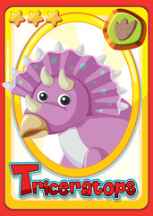 Wall Mural - Triceratops dinosaur cartoon card