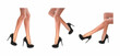 © Real Vector - 3d realistic vector icon. Woman legs in high heels in different positions. Hearless skin, hair removal procedures. Isolated on white.