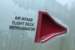 Air intake flight deck refrigerator decal on an old aircraft.