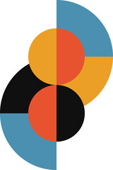 Leinwandbilder - Abstract geometric minimalist artwork. Vector illustration made of simple shapes like circle, square, triangle. Retro background in Bauhaus style and bold colors: red, yellow, blue and black on white
