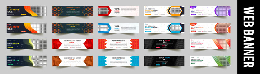 set of modern web banners design, elegant professional business banner template, modern web banner t