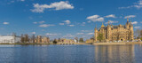 Fototapeta Perspektywa 3d - Panorama of the castle and Burgsee lake in Schwerin, Germany