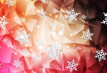 Light Red, Yellow Vector Background With Xmas Snowflakes, Stars.