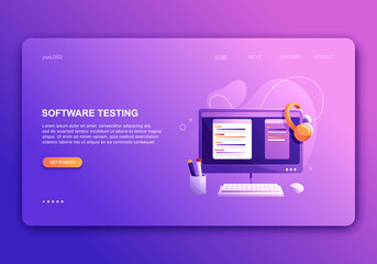 Wall Mural - programming concepts, coder workplace, vector illustration. web site landing page template.