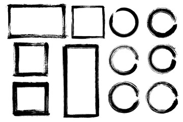 Wall Mural - vector grunge frame. black brush strock elements box for text.