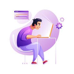 Wall Mural - coder concentrated at working project. developing programming and coding technologies. screen with c