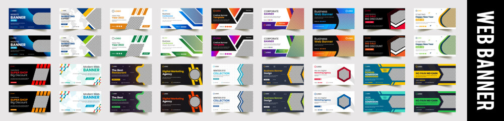 set of modern web banners design, elegant professional business banner template, modern web banner t