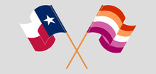 Crossed And Waving Flags Of The State Of Texas And Lesbian Pride