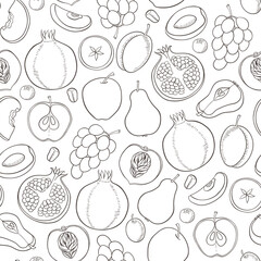 Sticker - Seamless pattern with ripe juicy fruits.