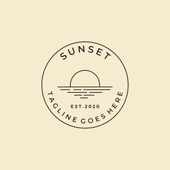 Wall Mural - sunset badge logo vector symbol illustration design