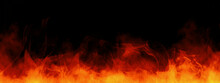 Fire And Smoke After The Crackers Got Fire. Fire Embers Particles Over Black Background. Fire Sparks Background.