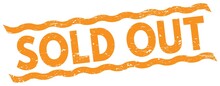SOLD OUT Text On Orange Lines Stamp Sign.