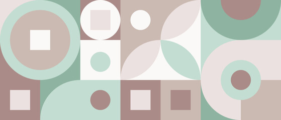 Wall Mural - seamless mosaic with geometric shapes in the style of scandinavian pattern, pastel background with h