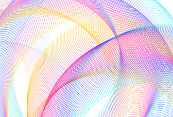 Wall Mural - Abstract spiral rainbow design element on white background of twist lines. Vector Illustration eps 10. Colourful waves with lines created using Blend Tool. Templates for multipurpose presentation