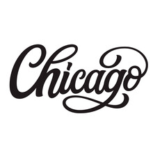 Chicago. Hand Lettering Text, Vector Typography For Posters, Cards, Stickers