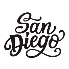 Sticker - San diego. Hand lettering text, vector typography for posters, cards, stickers