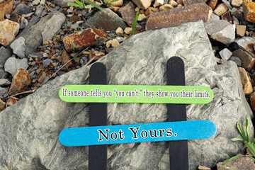 Wall Mural - Motivational and inspirational quote written on a colorful wooden stick.