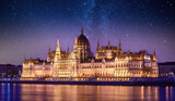Hungarian Parliament building at night in Budapest, Hungary	
