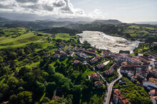 Aerial View Of San Vicente De La Barquera, Cantabria, Spain.