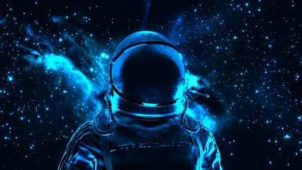astronaut in outer space. cosmonaut in spacesuit. weightlessness. galaxy.