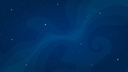 starry night sky background vector illustration. cartoon style night sky light horizontal graphic on