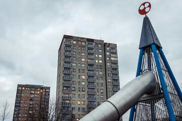 Poster - Slide on a playground in Goclaw area of Warsaw city, Poland