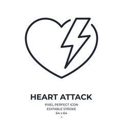 Wall Mural - heart attack editable stroke outline icon isolated on white background flat vector illustration. pix
