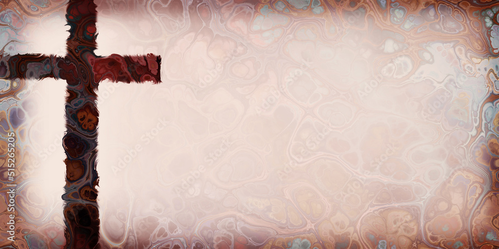 cross with marbled effect and background with copy space Stock ...