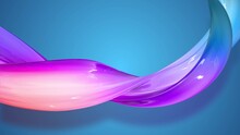 3d Render. Twisted Ribbon Of Gradient Red Blue Violet Color Move Around On A Blue Background. Abstract Bright Colorful Background.