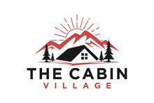 Cabin Village Logo Vector Lodge House Illustration Design Outdoor Mountain Roof House Residence Real Estate