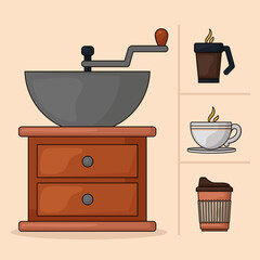 Sticker - coffee icon set