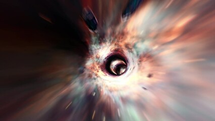 Wall Mural - abstract colorful speed hyperspace tunnel through space time vortex. 4k 3d loop sci-fi interstellar 