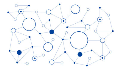 Leinwandbilder - Modern futuristic network connected dots and lines technology background template. Fintech blockchain linked global digital database graphic vector