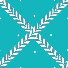 Children's Novelty Pattern With Small Polka Dots And Herringbone Pattern On Turquoise Background.