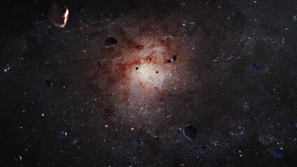 Wall Mural - galaxy space flight exploration space rock scence at at m33 or messier 33 or triangulum galaxy. 4k l