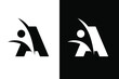 Letter A and people black and white. Very suitable for symbol, logo, company name, brand name, personal name, icon and many more.