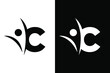 Letter C and people black and white. Very suitable for symbol, logo, company name, brand name, personal name, icon and many more.